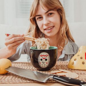 FRIDAY THE 13TH Jason Voorhees 20-Ounce Ramen Bowl and Chopstick Set Blue (WBH701KD)