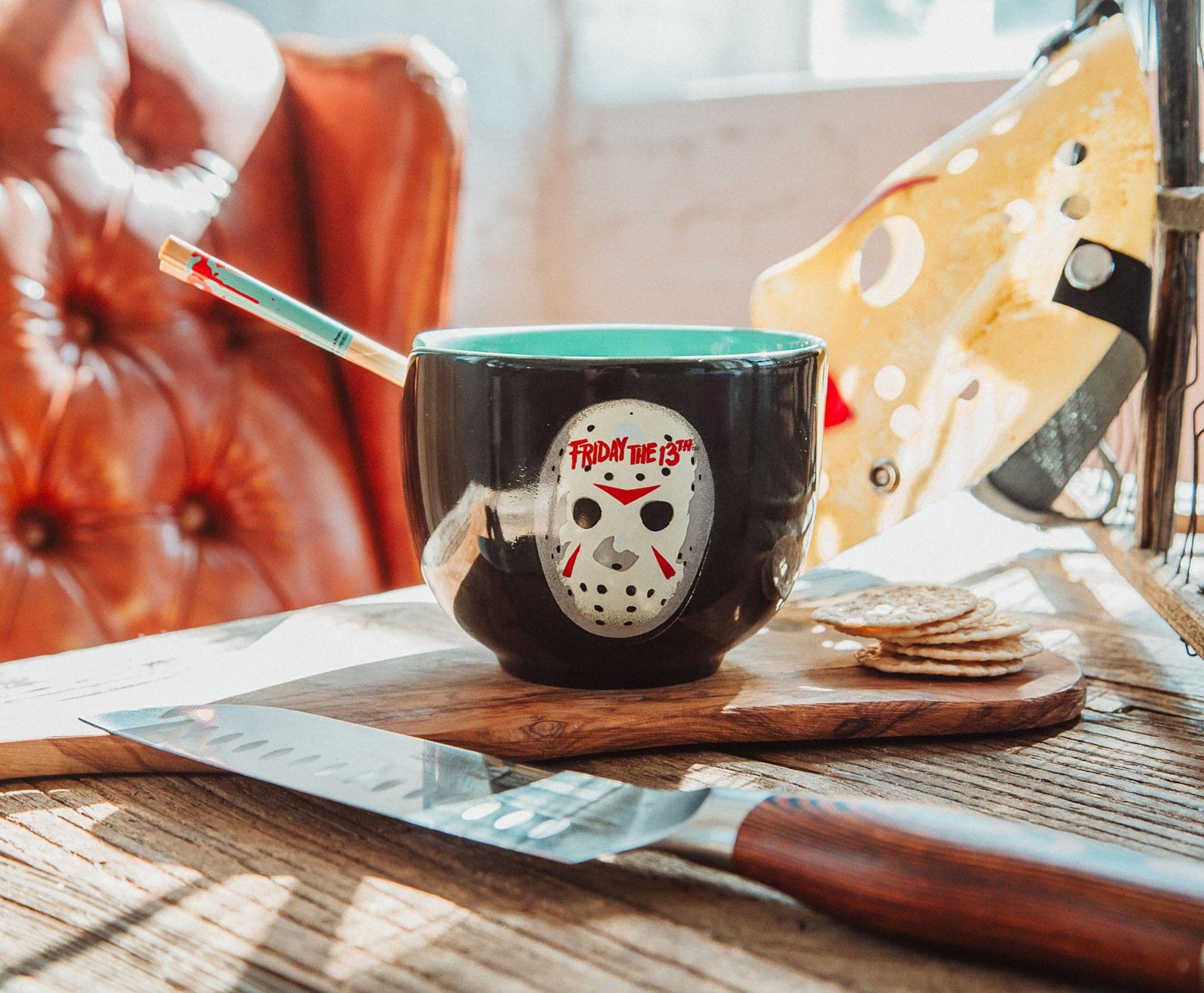 FRIDAY THE 13TH Jason Voorhees 20-Ounce Ramen Bowl and Chopstick Set Blue (WBH701KD)