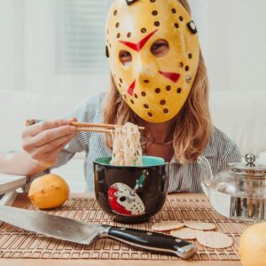 FRIDAY THE 13TH Jason Voorhees 20-Ounce Ramen Bowl and Chopstick Set Blue (WBH701KD)