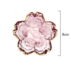 WILL Small Glass Dish Nordic Style Gold Inlay Glass Sauce Bowl Mini Japanese Cherry Blossoms Seasoning Plate For Ice Cream Fruit Sala