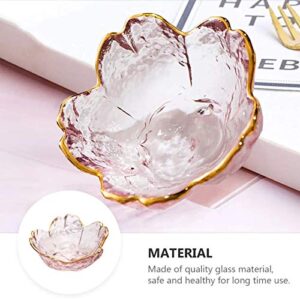 WILL Small Glass Dish Nordic Style Gold Inlay Glass Sauce Bowl Mini Japanese Cherry Blossoms Seasoning Plate For Ice Cream Fruit Sala