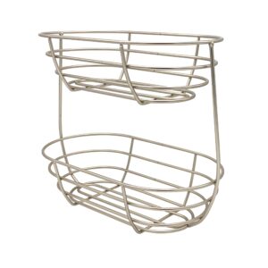 spectrum diversified euro arched server contemporary stacked, 2-tier bowls for modern kitchen counters, sleek fruit basket stand, satin nickel