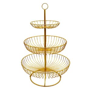 jfflyit 3 tier fruit bowl fruit basket countertop metal fruit stand holder detachable and hangable for fruits snacks vegetables