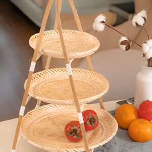 LiLaCraft 3 Tier Fruit Basket for Kitchen Counter, Bamboo Basket Fruit Holder For Kitchen Countertop, 3 Tier Fruit Basket For Counter, Rustic Tiered Serving Stands for Parties, Picnics, Kitchen