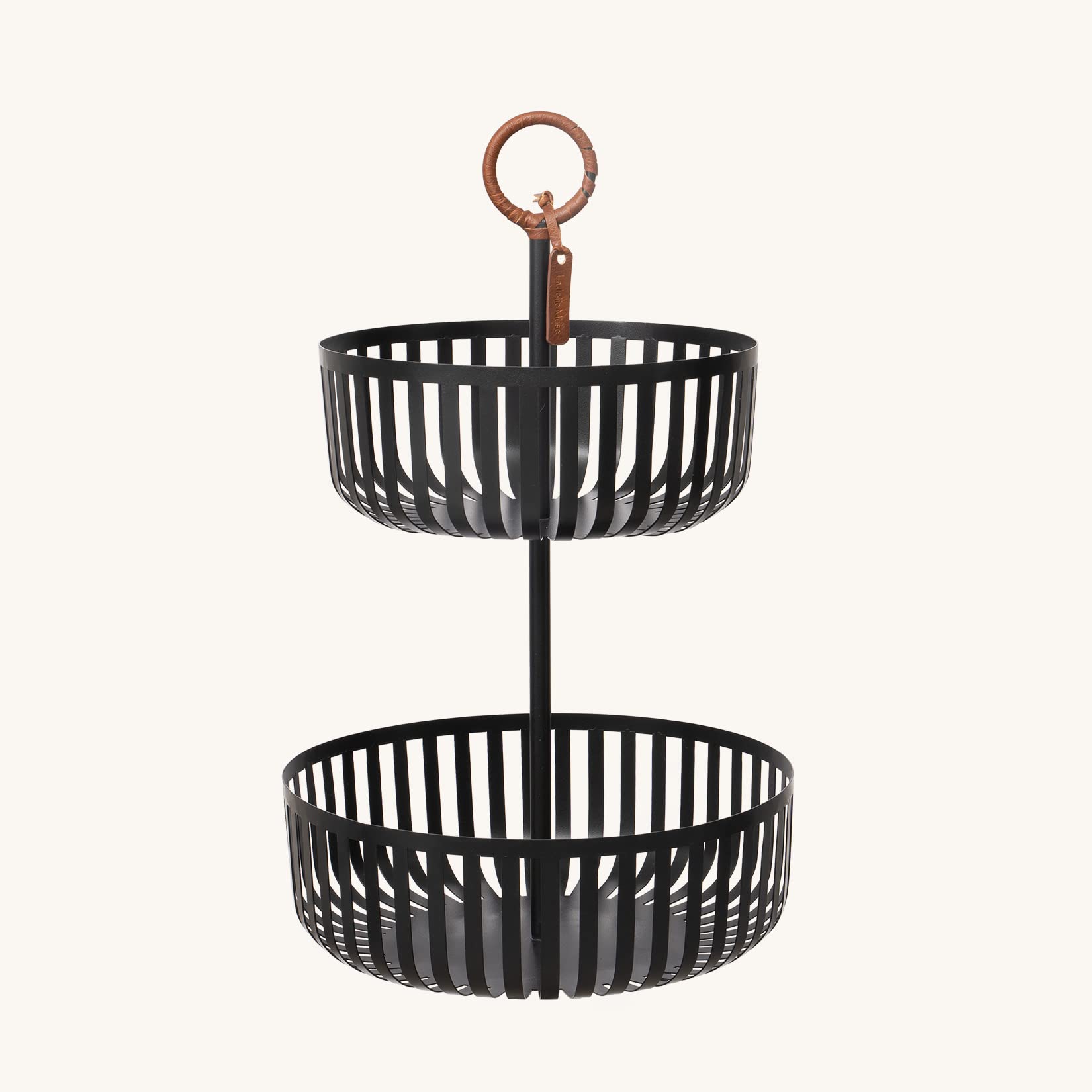 LA JOLIE MUSE 2 Tier Fruit Basket, Countertop Fruit Vegetable Basket Bowl Metal Wire Storage Basket Fruits Stand Holder Organizer for Bread Snack Veggies,matte Black