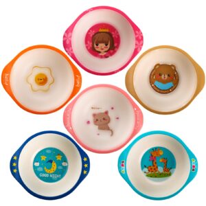 ZEAYEA Set of 6 Kids Bowls, 8 Oz Durable Kids Cereal Bowls, BPA Free Cute Snack Bowls Stackable Bamboo Dinnerware for Serving Soup, Pasta, Fruit, Ice Cream, Cereal, Snacks, Dishwasher Safe