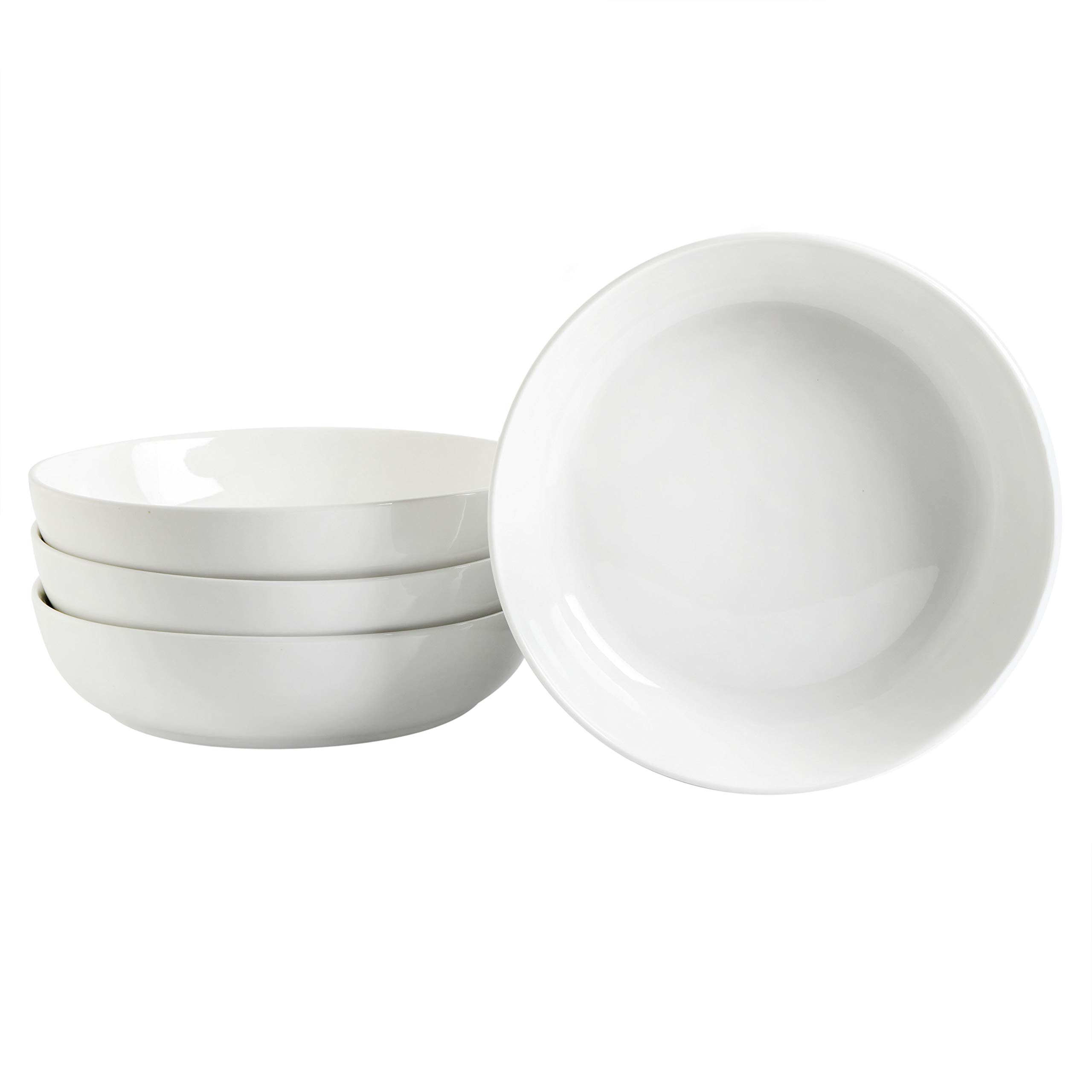 Gibson Home Zen Buffet 4-Piece 8.5-Inch Porcelain Chip and Scratch Resistant Pasta Bowl Set, White