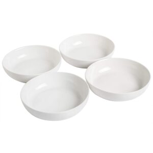 Gibson Home Zen Buffet 4-Piece 8.5-Inch Porcelain Chip and Scratch Resistant Pasta Bowl Set, White