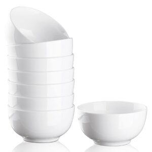 cibeat 10 ounce porcelain bowls set 8 pack premium white ceramic bowls for cereal, soup, salad, pasta, prep, rice, ice cream, microwave & dishwasher safe