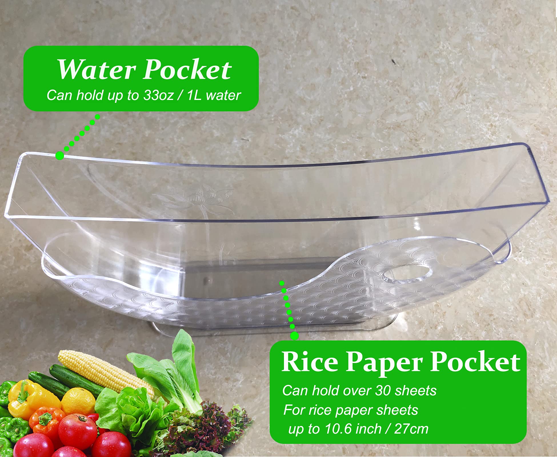 Aihmilcl Rice Paper Water Bowl Holder,Summer Roll Water Bowl Rice Paper Wrappers for Spring Rolls 10.62" One Pack(Rice Paper Not Included)