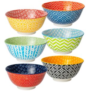 lawei 6 pack ceramic cereal bowls, 23 oz colorful soup bowls for kitchen, porcelain deep bowls set for soup, salad, pasta, rice, ice cream and oatmeal, microwave dishwasher safe