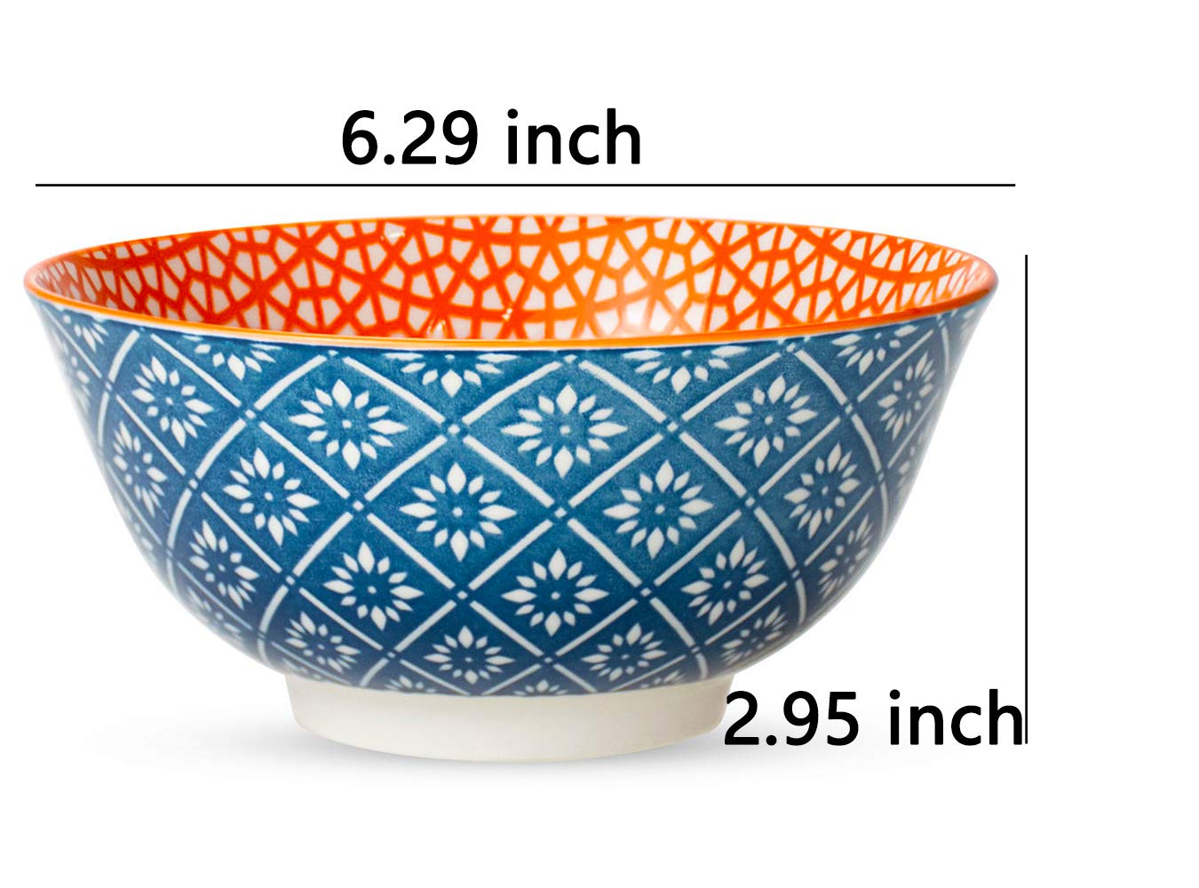 Lawei 6 Pack Ceramic Cereal Bowls, 23 Oz Colorful Soup Bowls for Kitchen, Porcelain Deep Bowls Set for Soup, Salad, Pasta, Rice, Ice Cream and Oatmeal, Microwave Dishwasher Safe