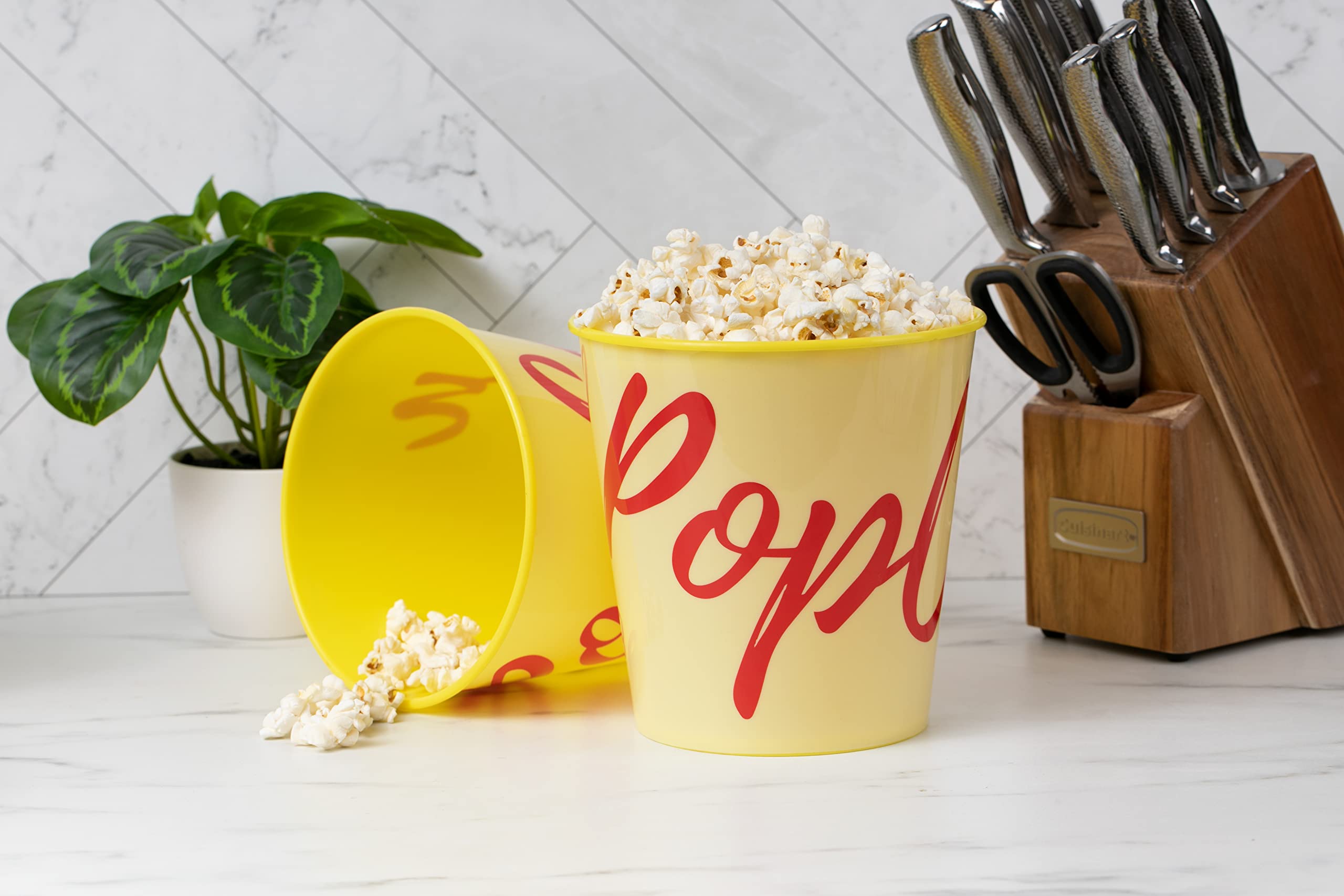 CORE3 INTL Popcorn Bowl Set (6) for Movie Theater Night - (BPA Free), Reusable Plastic Popcorn Containers, Washable in the Dishwasher Set of 6