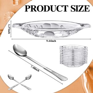 12 Sets 8 oz Acrylic Banana Split Bowls and Teaspoon Set Clear Banana Split Boats Silverware Split Ice Cream Dish Spoons Stainless Steel Coffee Spoons for Dessert Kitchen Party, Dishwasher Safe