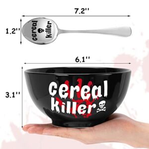 Nefelibata Halloween Black Cereal Killer Bowl and Spoon Set Father's Day Man‘s Birthday Retirement Engraved Funny Gift for Him Papa's Grandfather's Uncle's Friend's Present Set of 2