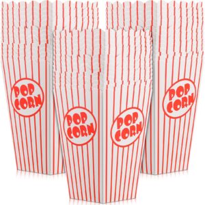 200 pack movie night popcorn boxes paper popcorn bucket red and white striped popcorn container vintage retro popcorn bags for party 6.3 inch tall popcorn holders for carnival circus party