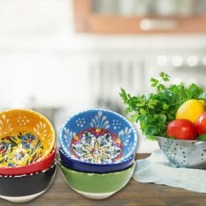 Silver Craft 6 Pcs Hand Painted Decorative Serving Turkish Ceramic Tiny Bowls - Handmade Ceramic Bowl Set of (3.3''inc/8.5cm) 2.5 Oz Pinch Multicolor Small - Best Gift Set