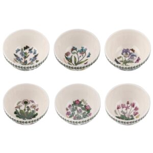 portmeirion botanic garden stacking bowl | set of 6 bowls with assorted motifs | 5 inch | made from fine earthenware | microwave and dishwasher safe | made in england