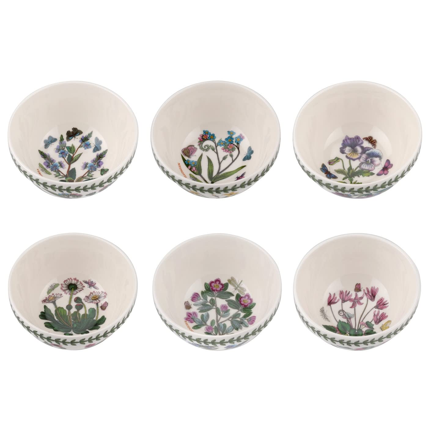 Portmeirion Botanic Garden Stacking Bowl | Set of 6 Bowls with Assorted Motifs | 5 Inch | Made from Fine Earthenware | Microwave and Dishwasher Safe | Made in England