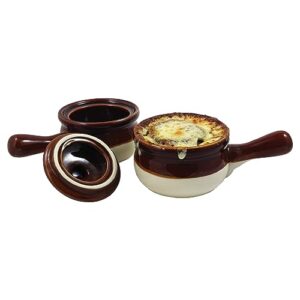 R&M International Traditional Style Ceramic 15-Ounce French Onion Soup Crocks, Polished, Set of 2