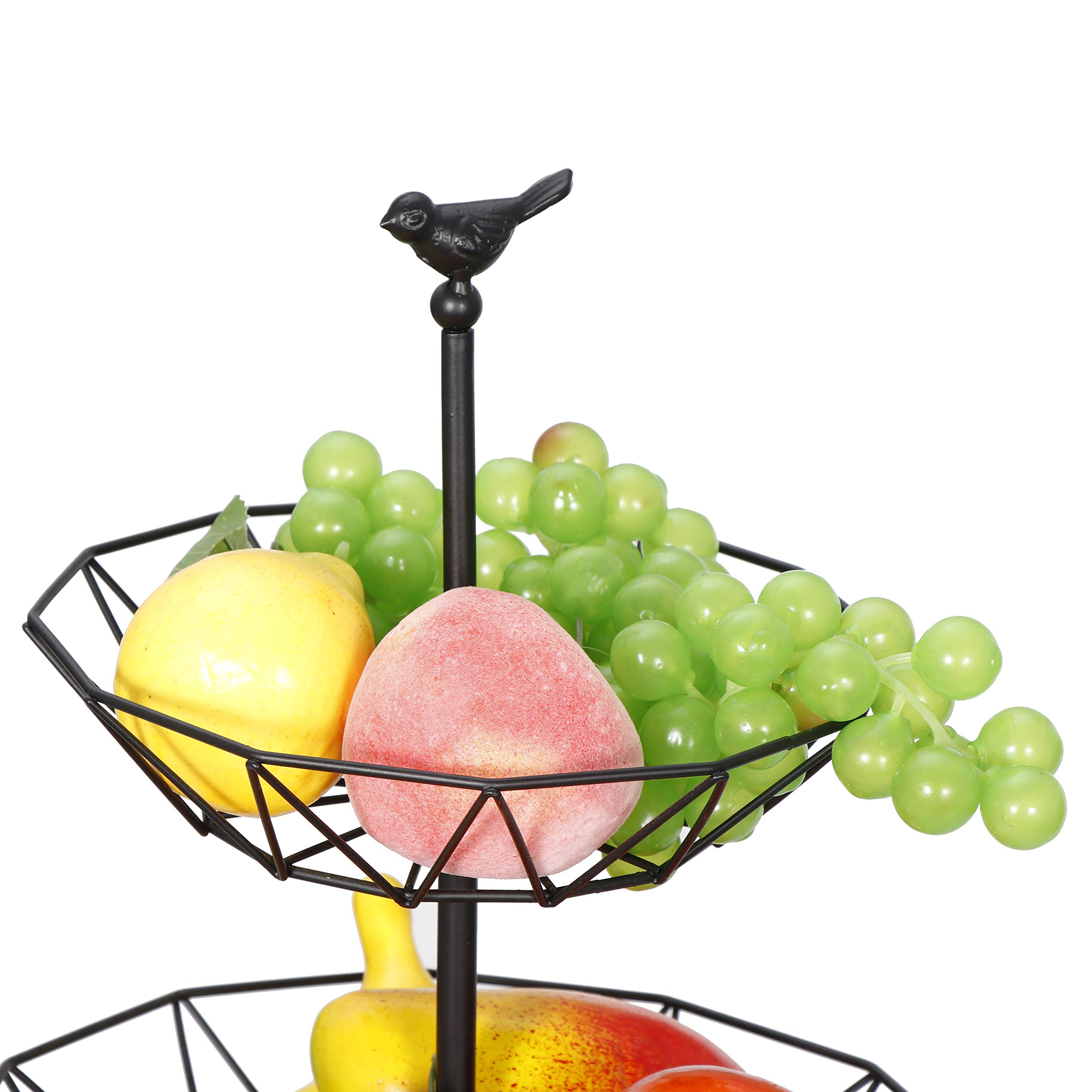 RAUVOLFIA Tabletop 3-Tier Countertop Fruit Basket Stand, Metal Fruit Bowl for Fruit, Vegetables, Bread, Comestics, Cupcakes, Snacks and Household Items