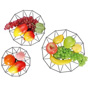 RAUVOLFIA Tabletop 3-Tier Countertop Fruit Basket Stand, Metal Fruit Bowl for Fruit, Vegetables, Bread, Comestics, Cupcakes, Snacks and Household Items