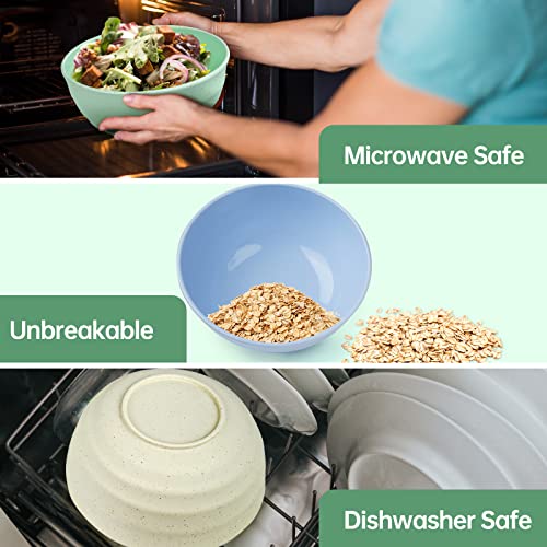 Epahi Wheat Straw Bowls Sets, 60 OZ Unbreakable Cereal Bowls Set of 4, Lightweight Microwave Dishwasher Safe Bowls, Reusable Large Bowls for Serving Soup Salad