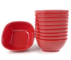 eweigeer 4.4-inch melamine dessert bowl kids plastic bowls,small bowl for ice cream snacks rice salad soup cereal.set of 10(red)