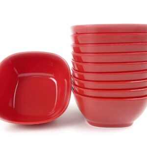 EWEIGEER 4.4-inch Melamine Dessert Bowl Kids Plastic Bowls,Small Bowl For Ice Cream Snacks Rice Salad Soup Cereal.Set of 10(Red)