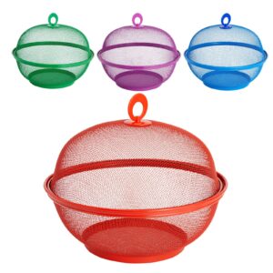juvale mesh wire fruit basket with lid for vegetables, fruits, gifts, house warming, home, restaurants, 4 colors