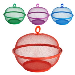 Juvale Mesh Wire Fruit Basket with Lid for Vegetables, Fruits, Gifts, House Warming, Home, Restaurants, 4 Colors