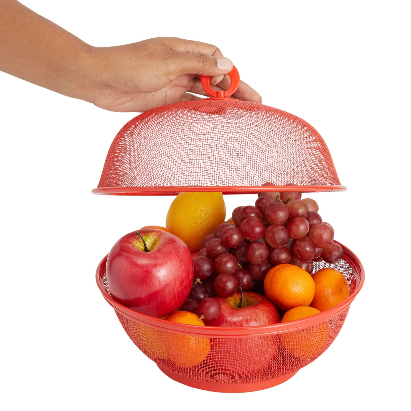 Juvale Mesh Wire Fruit Basket with Lid for Vegetables, Fruits, Gifts, House Warming, Home, Restaurants, 4 Colors