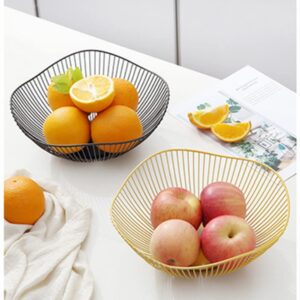 NatureMan Kitchen counter fruit bowl Large fruit basket bowl Metal wavy storage basket Kitchen vegetable and fruit bowl, used to hold fruits, vegetables and bread (Gold-Small)