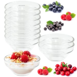 10 pack 3" clear glass bowls, 2.5oz soy sauce dipping bowls, stackable serving bowls for ramekins appetizer tray, sauce dish/bowls, tomato sauce, salad dressing for bbq, home, party, picnic, gathering