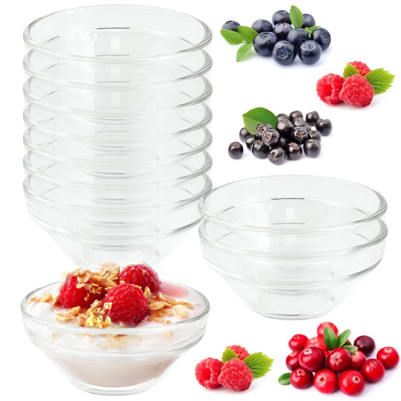 10 Pack 3" Clear Glass Bowls, 2.5oz Soy Sauce Dipping Bowls, Stackable Serving Bowls for Ramekins Appetizer Tray, Sauce Dish/Bowls, Tomato Sauce, Salad Dressing for BBQ, Home, Party, Picnic, Gathering