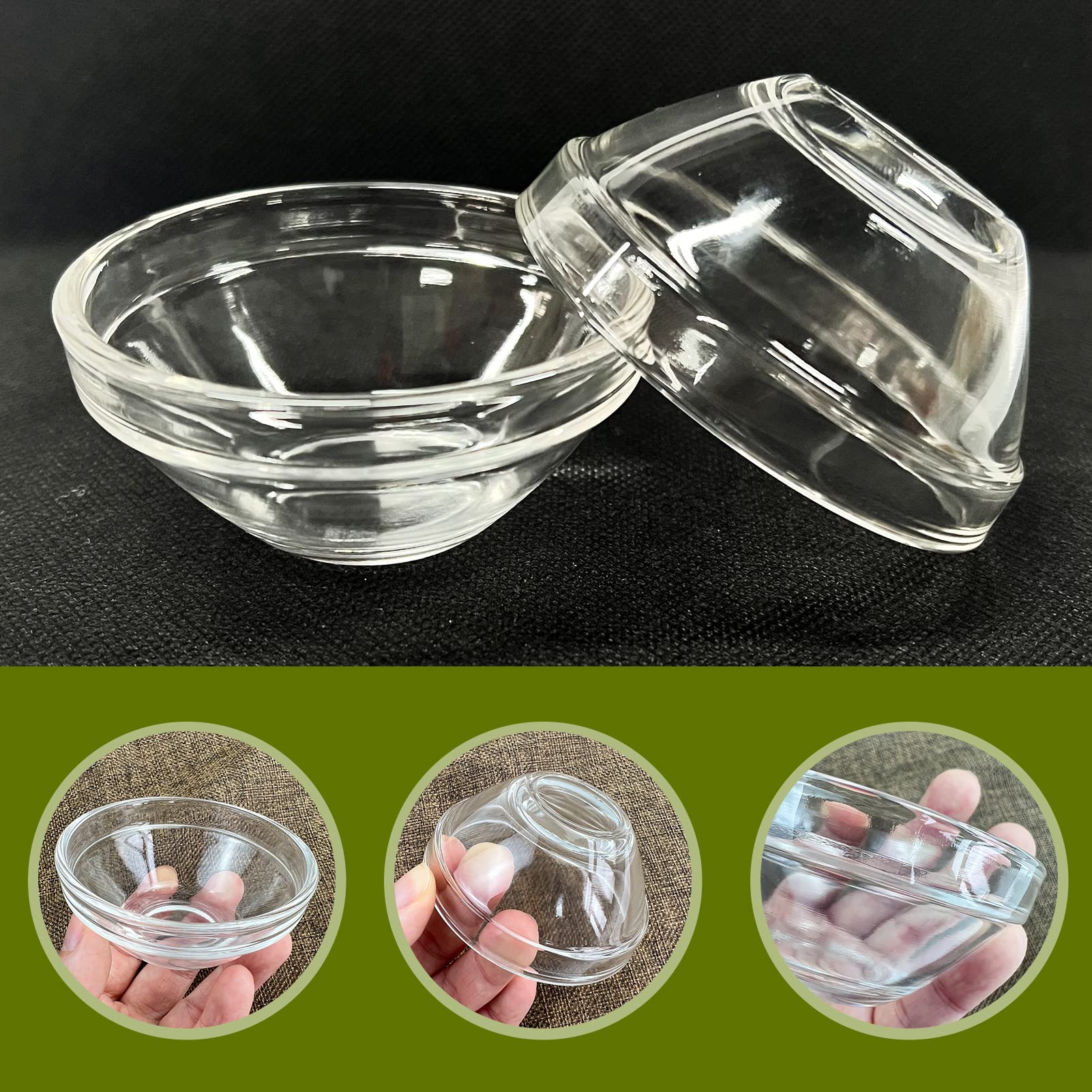 10 Pack 3" Clear Glass Bowls, 2.5oz Soy Sauce Dipping Bowls, Stackable Serving Bowls for Ramekins Appetizer Tray, Sauce Dish/Bowls, Tomato Sauce, Salad Dressing for BBQ, Home, Party, Picnic, Gathering