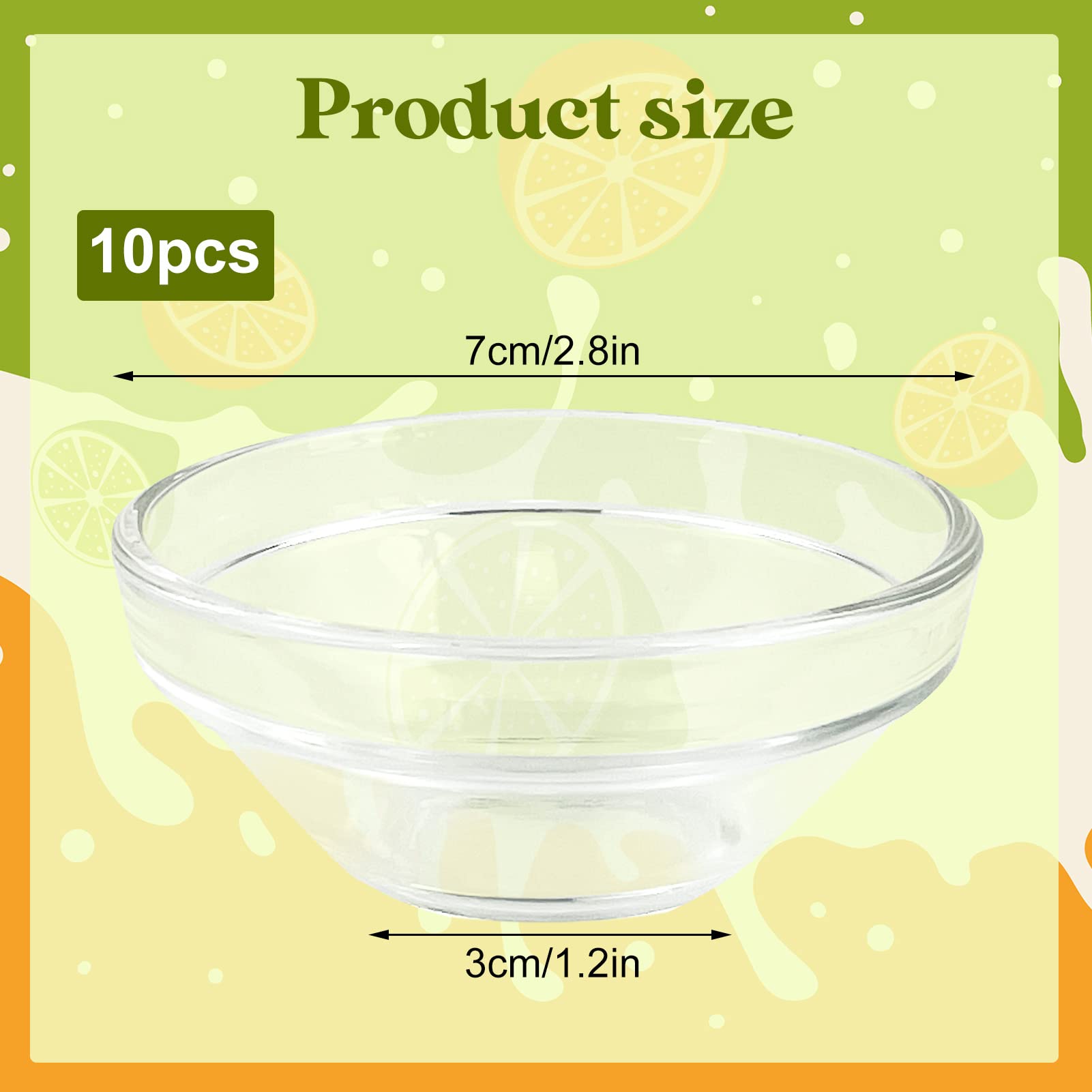 10 Pack 3" Clear Glass Bowls, 2.5oz Soy Sauce Dipping Bowls, Stackable Serving Bowls for Ramekins Appetizer Tray, Sauce Dish/Bowls, Tomato Sauce, Salad Dressing for BBQ, Home, Party, Picnic, Gathering