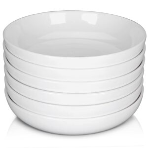 (6 pack) pasta bowls set ceramic, salad bowls large serving bowl plates, soup bowl, dishwasher microwave safe, set of 6 (white)