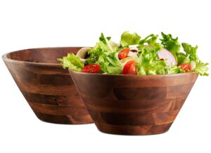 table concept bowl set, premium acacia wood bowls, salad bowls, serving bowls, home decor housewarming gifts - 8", set of 2