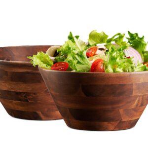 Table Concept Bowl Set, Premium Acacia Wood Bowls, Salad Bowls, Serving Bowls, Home Decor Housewarming Gifts - 8", Set of 2