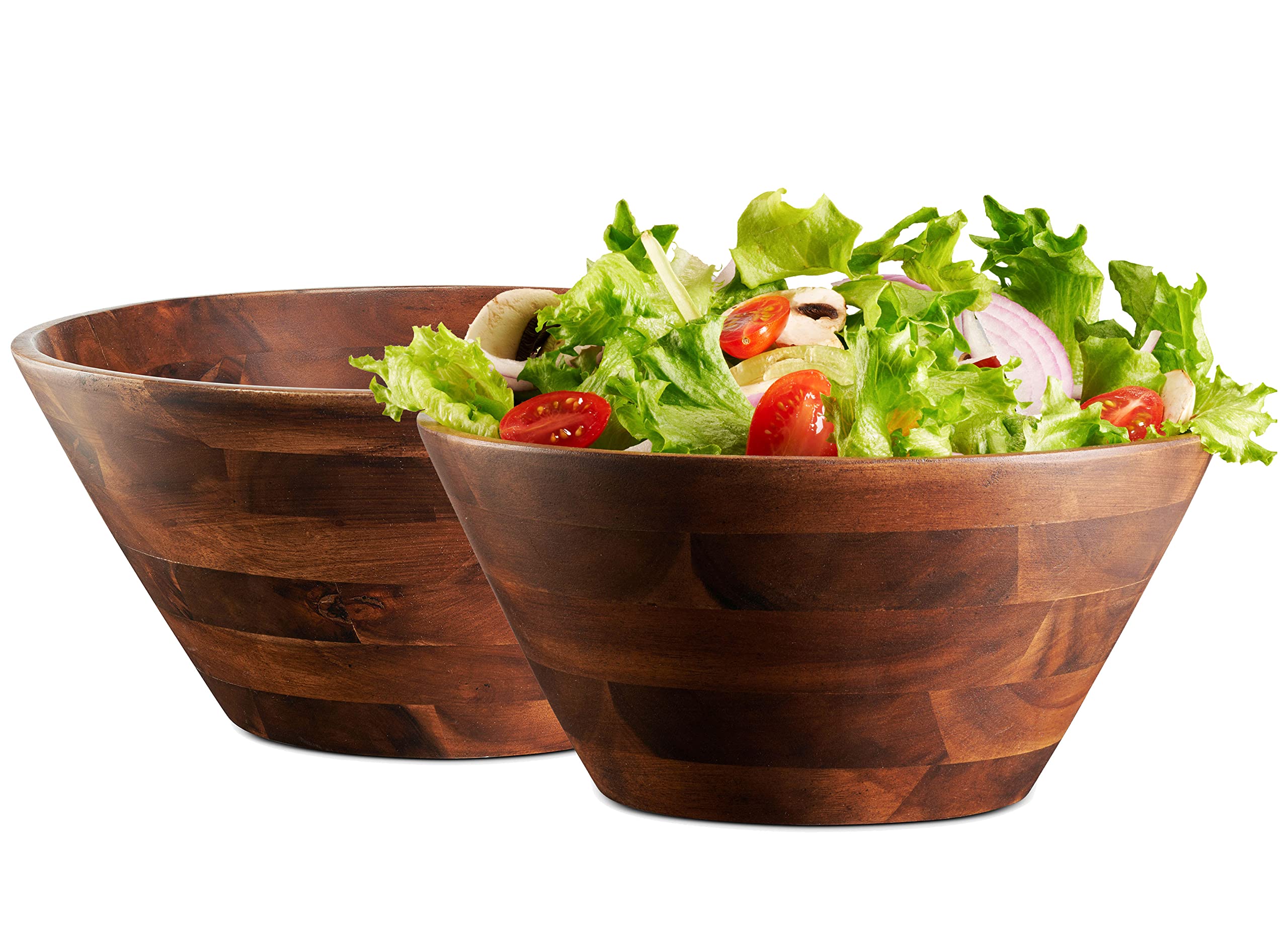 Table Concept Bowl Set, Premium Acacia Wood Bowls, Salad Bowls, Serving Bowls, Home Decor Housewarming Gifts - 8", Set of 2