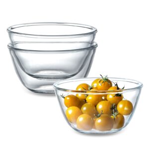 nutriups 3 pack glass bowls set 25oz glass cereal bowls glass salad bowls small glass bowls for kitchen (5.4 inch)