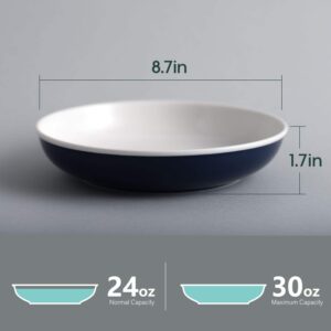 Samsle 30 Oz Pasta Bowls, Blue large Ceramic Salad, Soup, Dinner Bowls Plates, Bowl Set of 6, Oven, Microwave, Dishwasher Safe