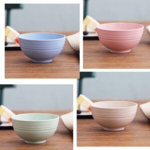 AlwaysU 12 oz Small Bowls Set of 4 Cereal Dessert Snack Bowl 4.6 inch Small Prep Serving Bowl for Rice, Side Dishes, Condiment, Dipping, Lightweight Wheat Straw