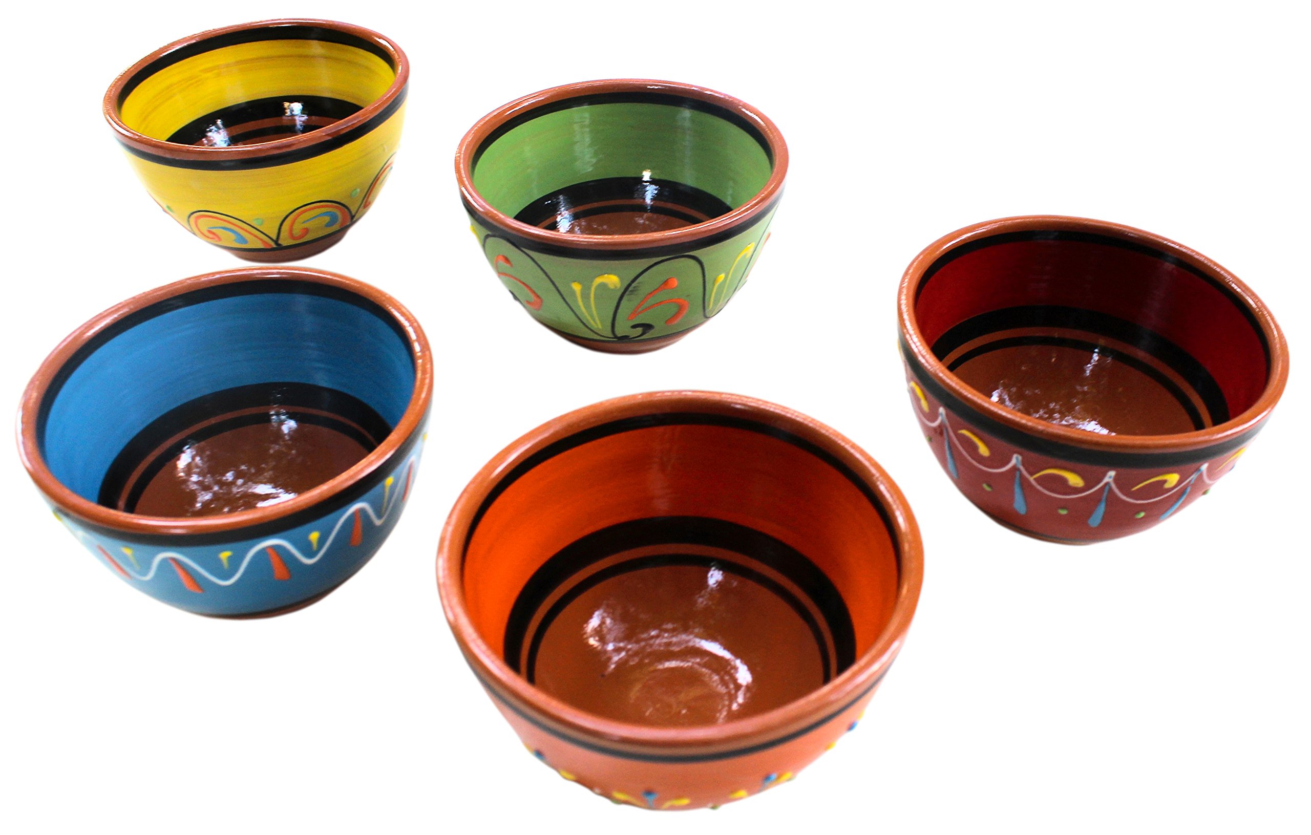 Cactus Canyon Ceramics Spanish Terracotta 5-Piece Breakfast Bowl Set (European Size), Multicolor