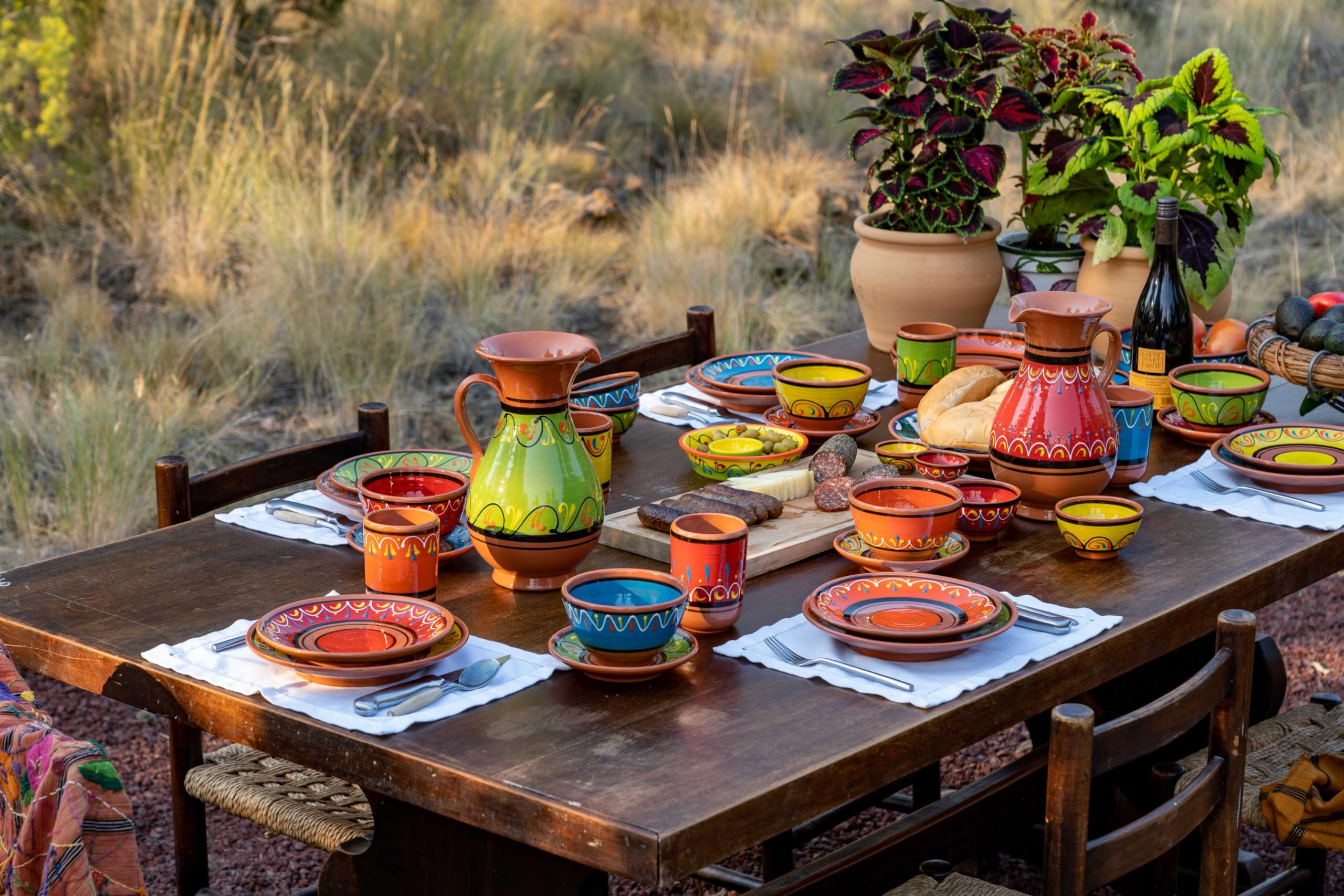 Cactus Canyon Ceramics Spanish Terracotta 5-Piece Breakfast Bowl Set (European Size), Multicolor