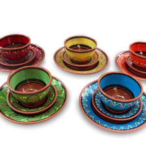 Cactus Canyon Ceramics Spanish Terracotta 5-Piece Breakfast Bowl Set (European Size), Multicolor