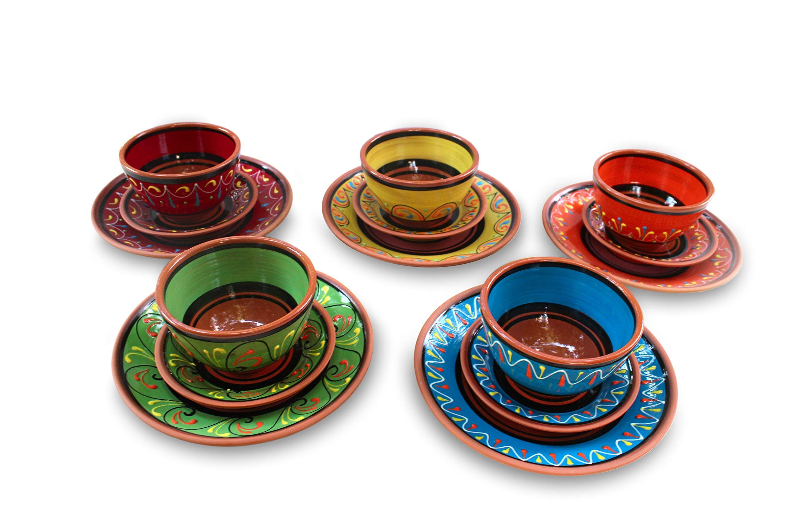 Cactus Canyon Ceramics Spanish Terracotta 5-Piece Breakfast Bowl Set (European Size), Multicolor