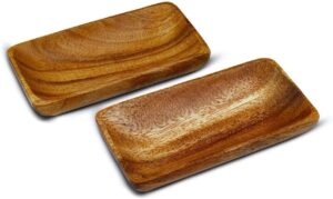 acacia handmade wood carved plates - set of 2 calabash bowls size 6"x3" (rectangle)