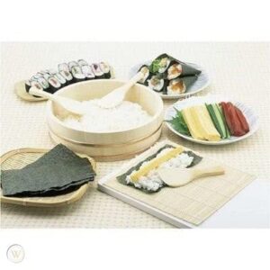 JapanBargain, Sushi Making Kit Rice Mixing Bowl Tub Japanese Hangiri x1, Bamboo Sushi Rolling Mat Roller x3, Rice Paddle Scoop x3